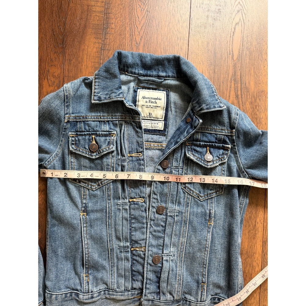 Abercrombie & Fitch Women's XS Classic Denim Trucker Jacket Medium Wash Y2K - Picture 5 of 8